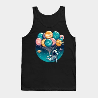 Funny Astronaut Space Balloon Planet Solar System Design Tank Top